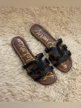 Sam Edelman Black Leather Slide Sandals